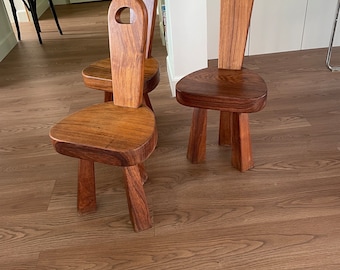chaises brutalistes vintage en chêne, années 1960 - chaises vintage - chaises rustiques vintage - chaises en bois