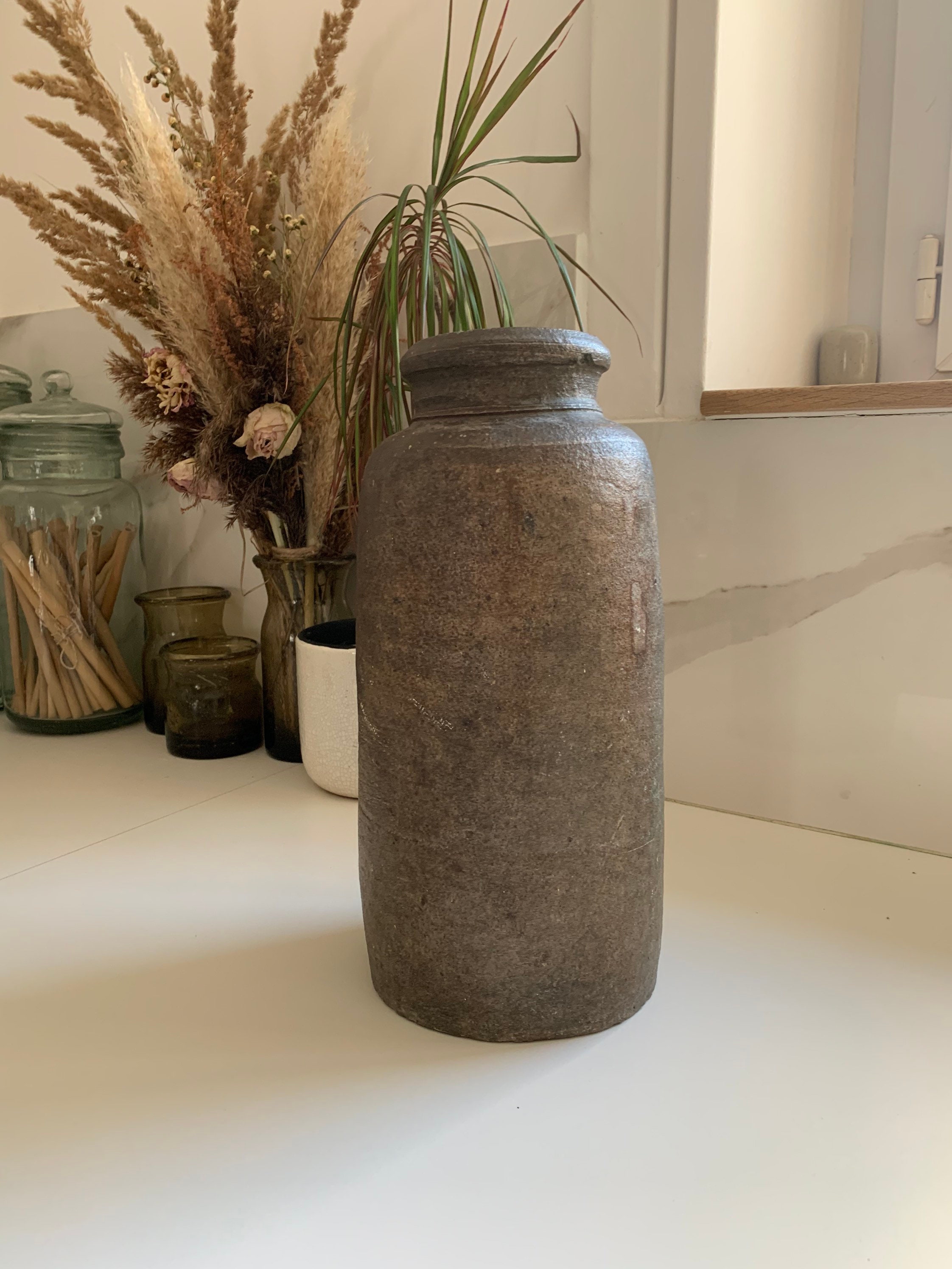 Jarre en Terre Cuit , Pot de Campagne Chic,