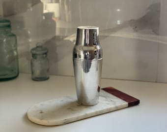 Large vintage cocktail shaker, silver plated, year 1930 with hallmark