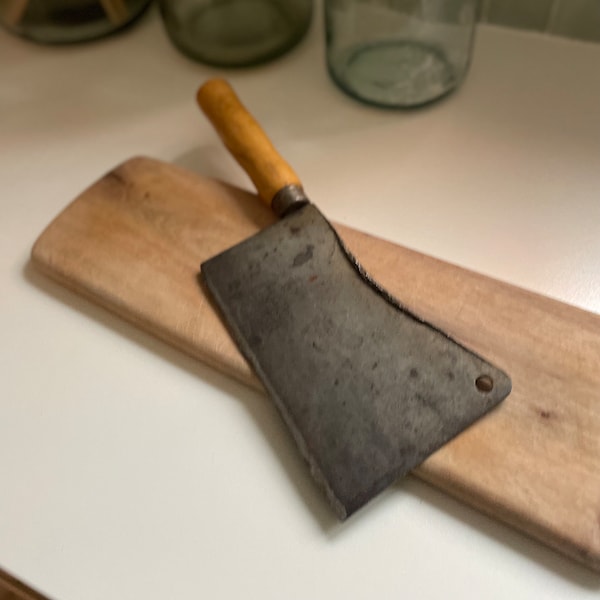 Couteau de boucher de couperet de fer forgé antique ou couteau de chef Français décor de Cuisine