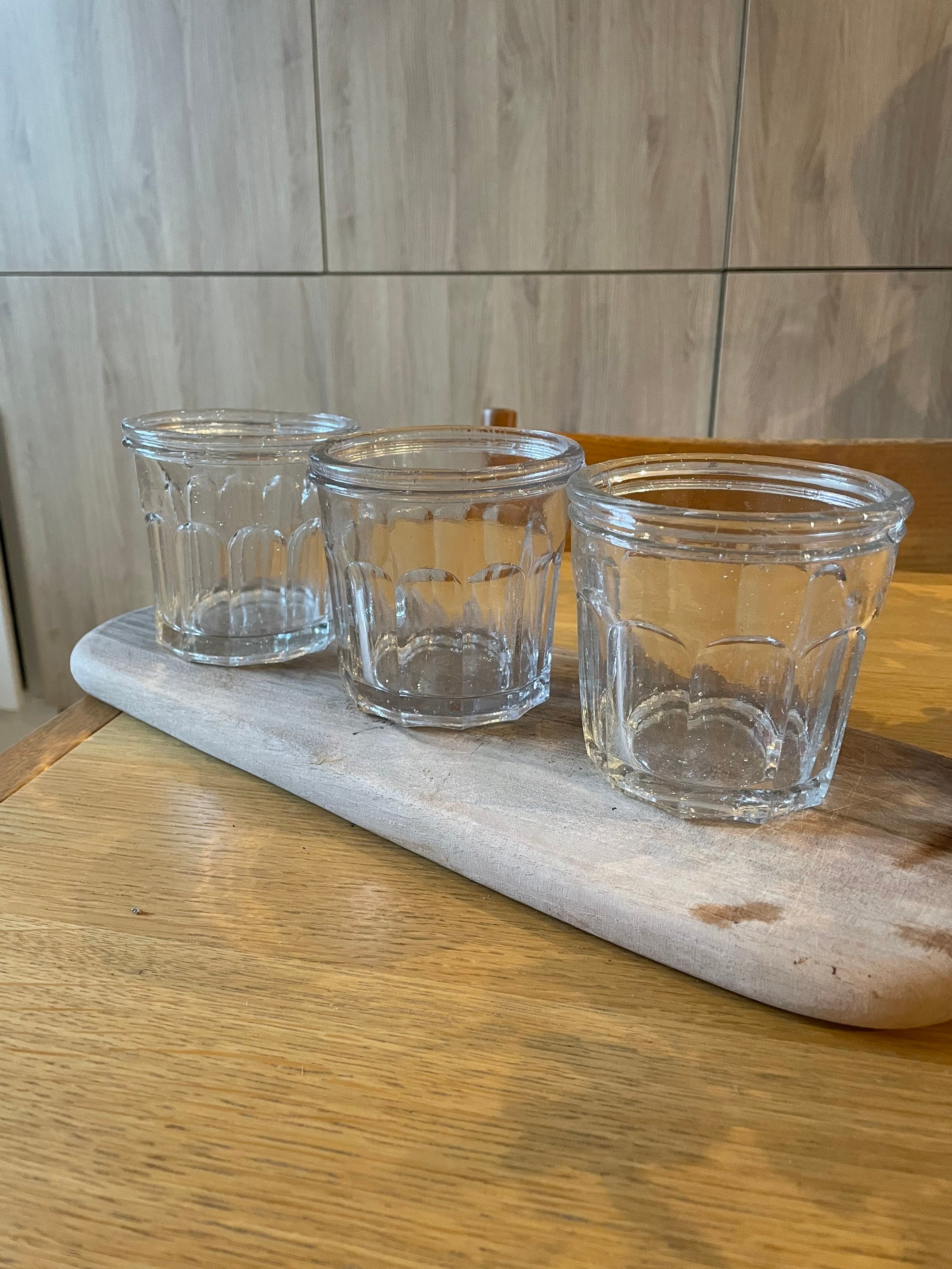 Lot de 3 Pots à Confiture Français Cannelés - 375Ml Années 1950 Verre Vintage Soufflet