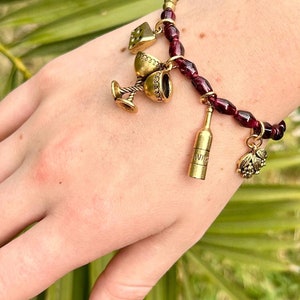 Wine multi charm bracelet