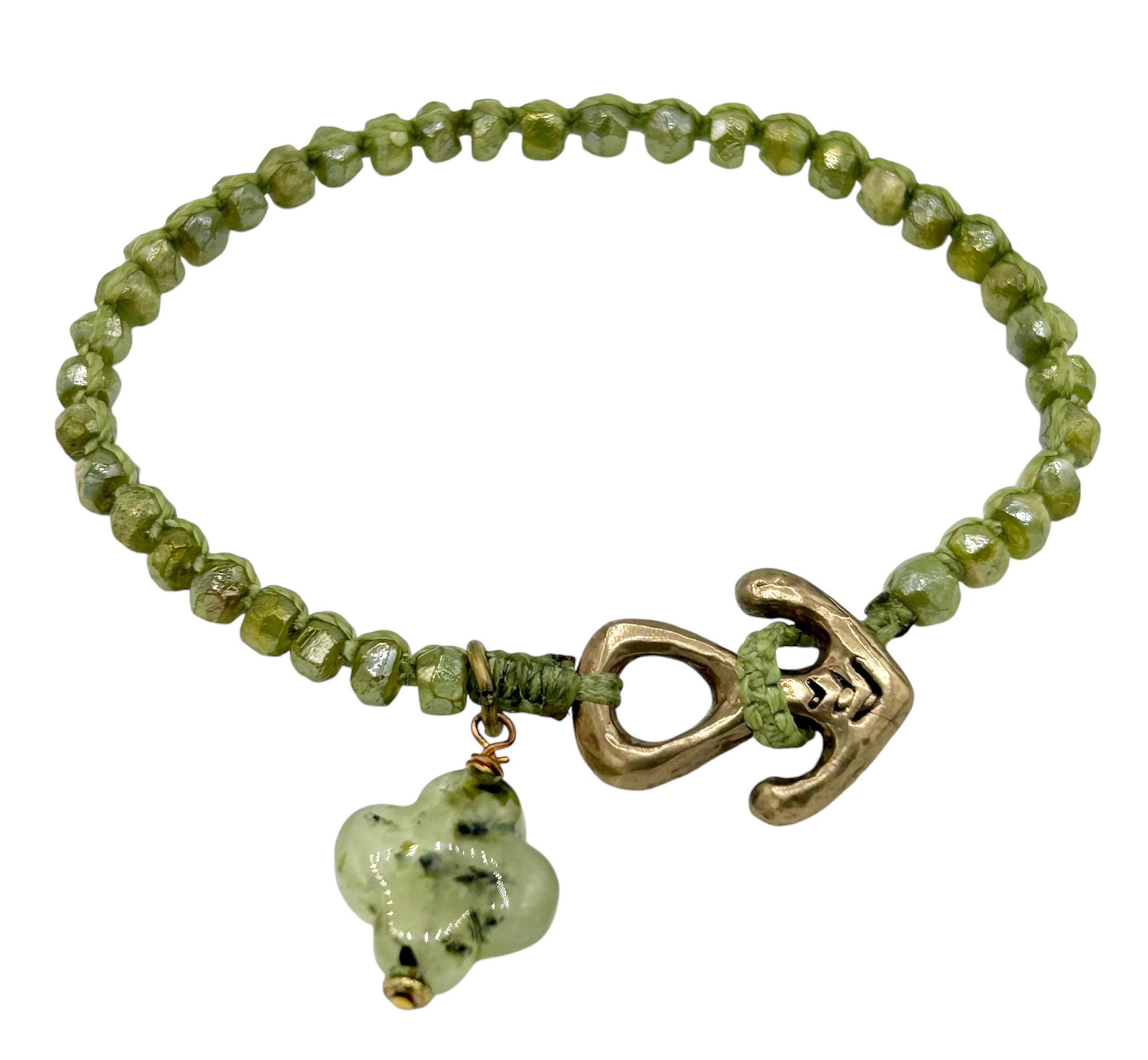 Gemstone Anchor Clasp Bracelet with Charm