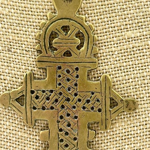 Large Brass Cross Necklace image 1