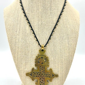 Large Brass Cross Necklace image 2