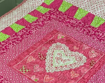 quilts for sale,homemade quilts,Valentine quilt,modern quilt,hand made quilt, Heart quilt,love quilt,lap quilt,throw quilt,Handmade Blanket