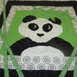 homemade quilt, handmade quilt, &quot;Bamboo Panda&quot;,  full size, panda bear, kids quilt,quilts for sale, ready to ship, Handmade Blanket