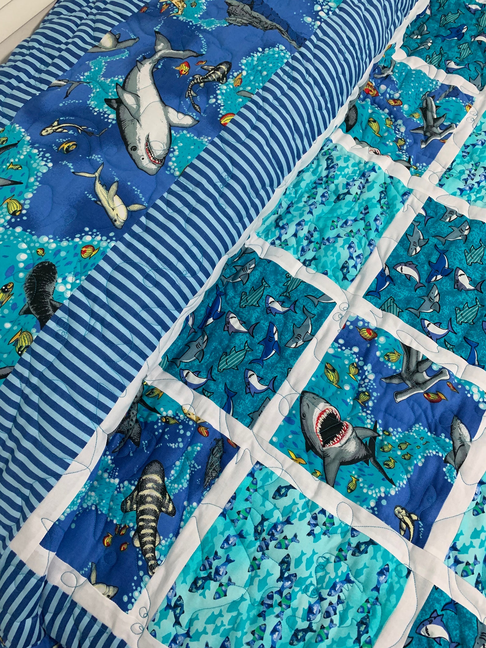 Quilt for Sale,ocean Quilt,homemade Quilt,hand Made Quilt,queen Size