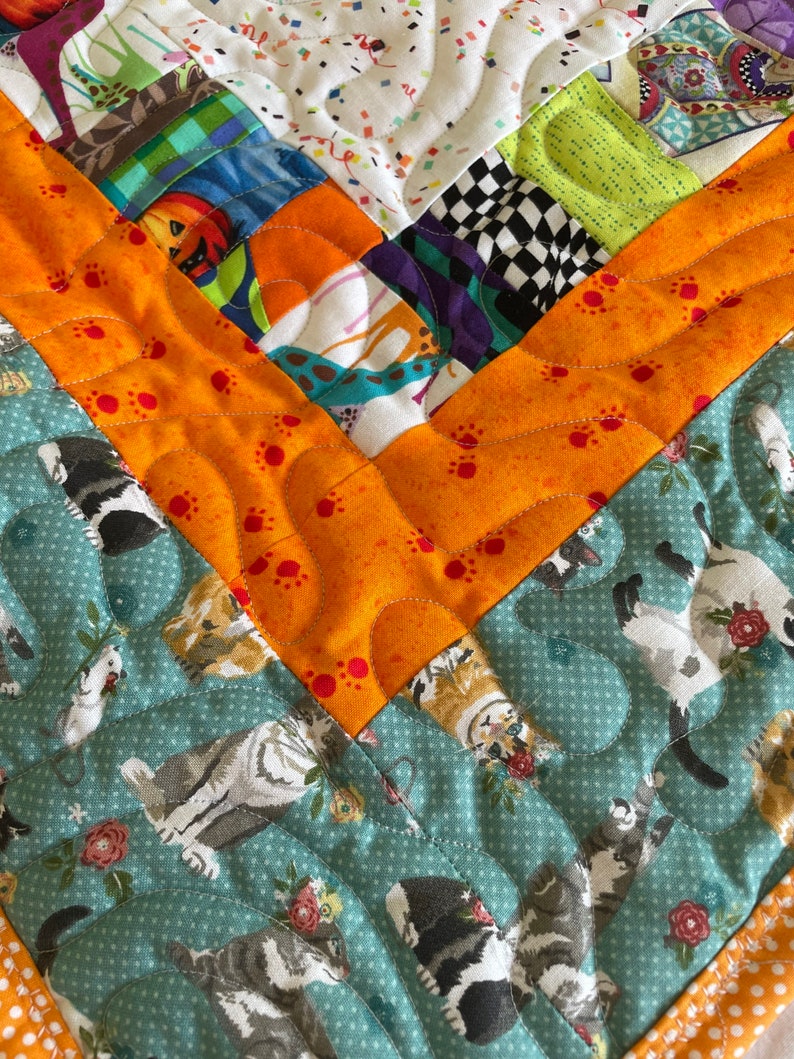 Quilt for Sale Modern Quilt for Salescrappy Cat E Cat Etsy