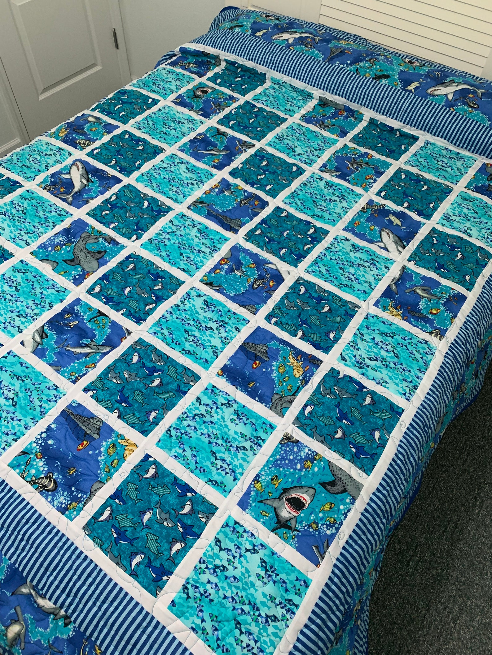 Quilt for Sale,ocean Quilt,homemade Quilt,hand Made Quilt,queen Size