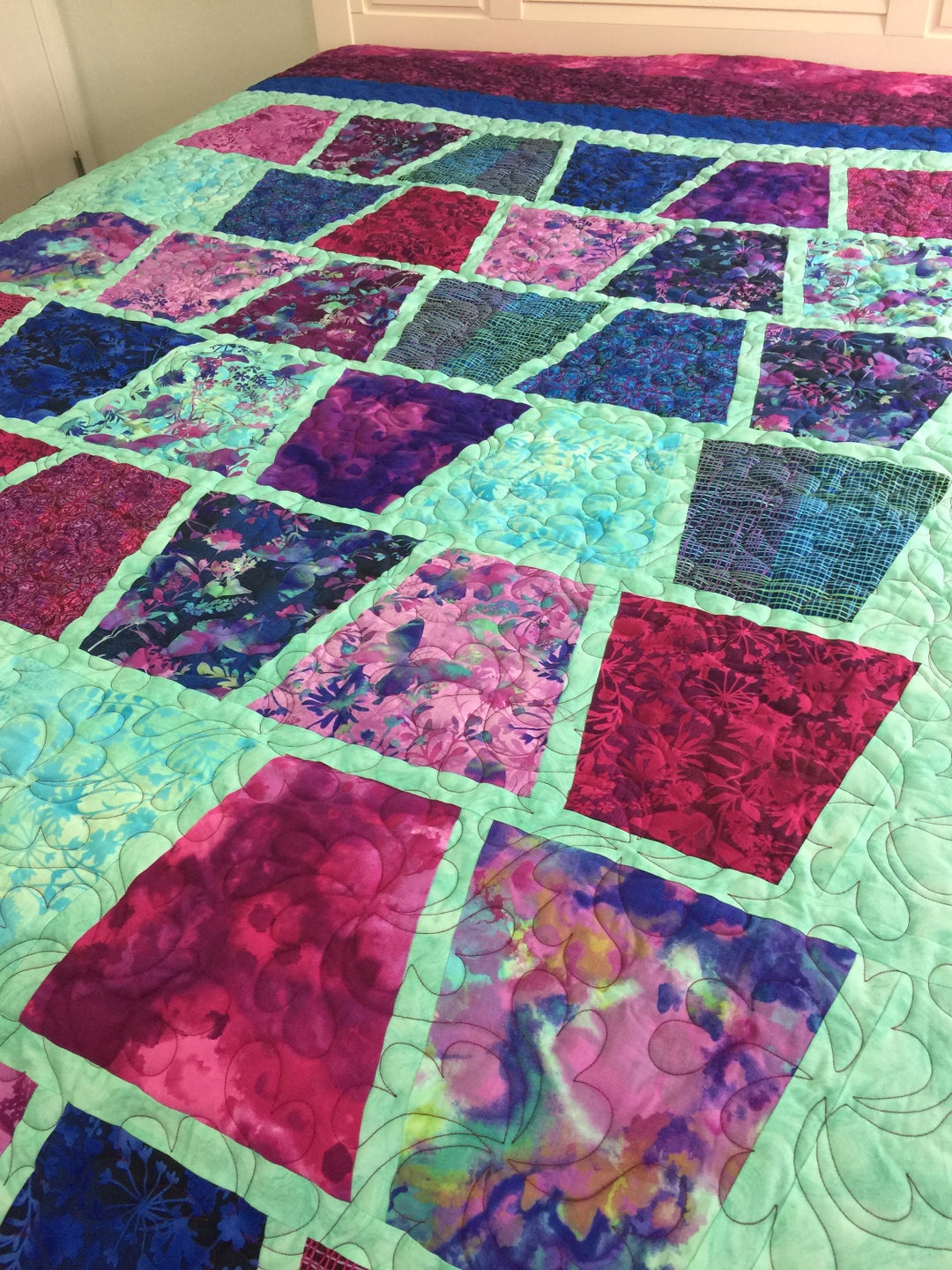 Quilt for Sale,homemade Quilt,hand Made Quilts, WINE SPRITZER, Queen