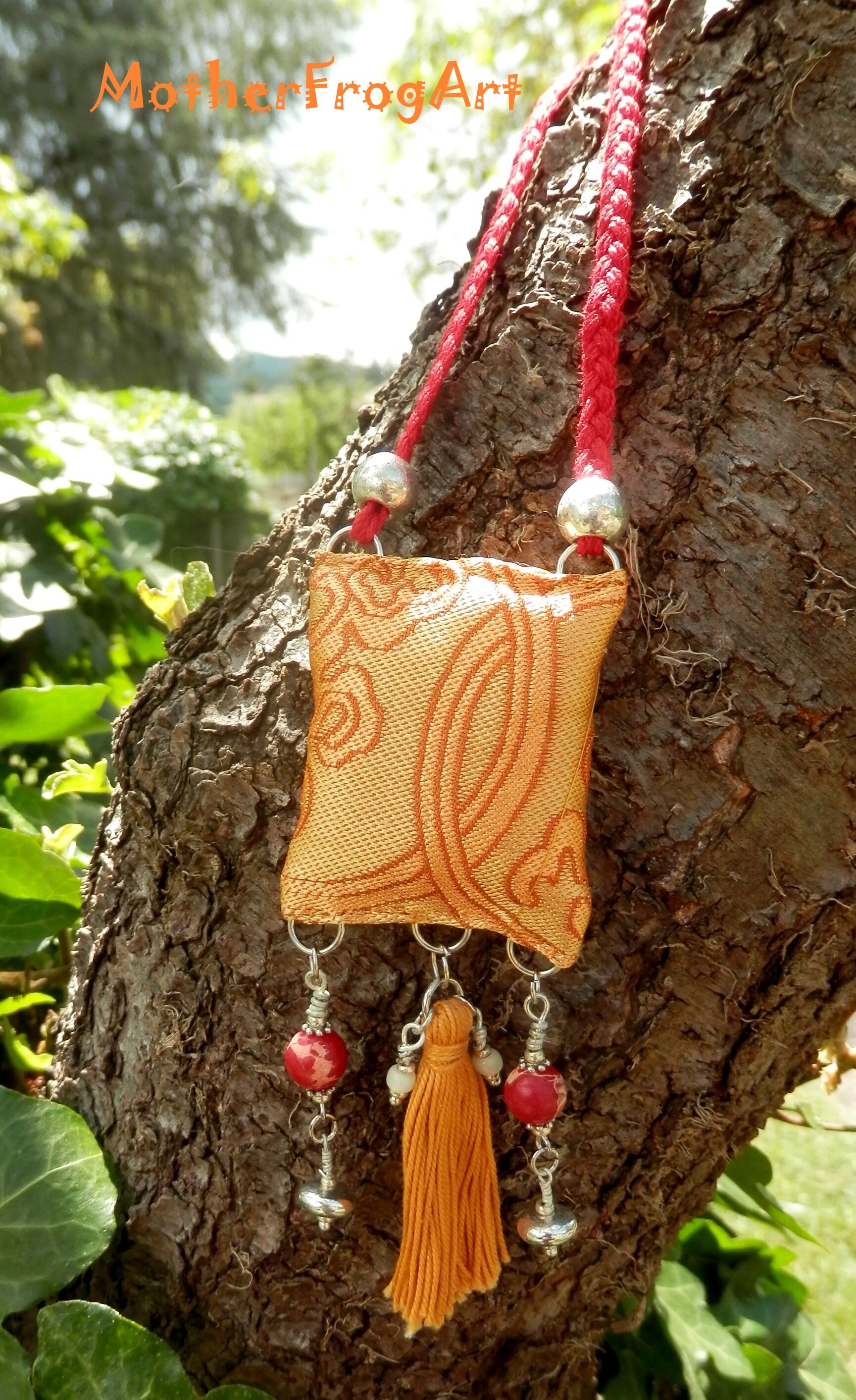 Pendentif, Mojo Bag, Magie, Pagan, Wiccca, Encens, Protection