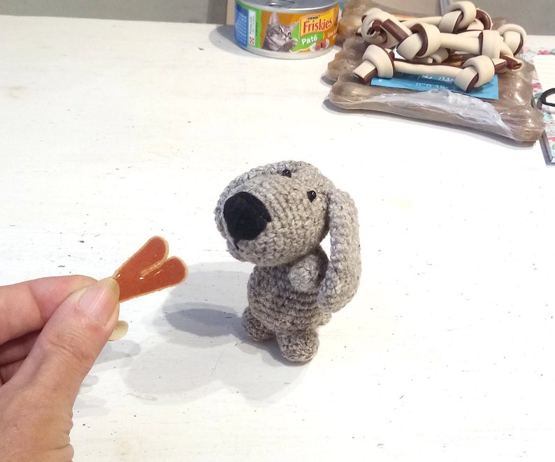 Little grey crochet puppy cute amigurumi dog small image 0