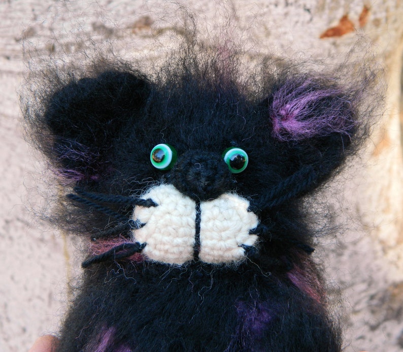 Fluffy black amigurumi cat to cuddle with crochet cat image 0