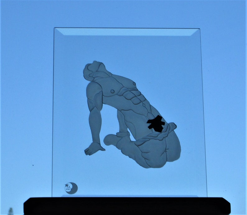 Sand Sculptured Engraved Original Design Erotic Male Art E-4