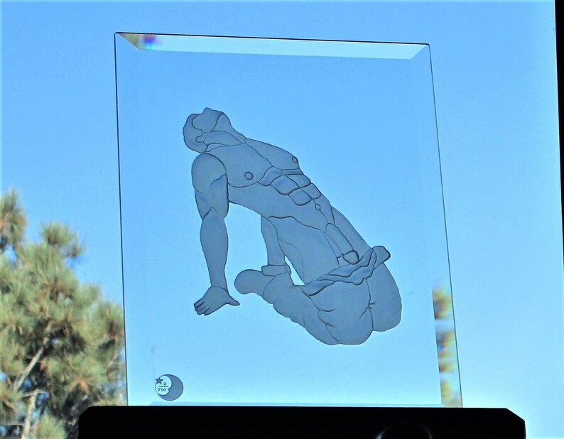Sand Sculptured Engraved Original Design Erotic Male Art E-4