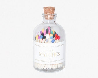 Rainbow Apothecary Matches Jar • Strike on Bottle Matches • Accesorios para velas • Fósforos de punta de colores • Party Favor • Regalo • Decoración del hogar