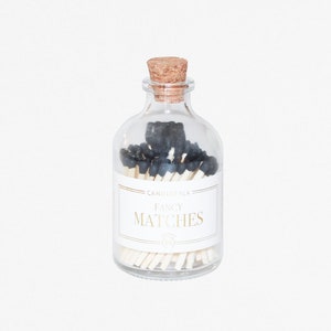Black Apothecary Matches Jar • Strike on Bottle Matches • Candle Accessories • Colored Tip Matchsticks • Party Favor • Gift • Home Decor