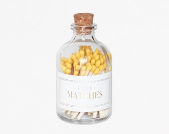 Yellow Apothecary Matches Jar • Strike on Bottle Matches • Accessoires bougie • Colored Tip Matchsticks • Party Favor • Cadeau • Home Decor