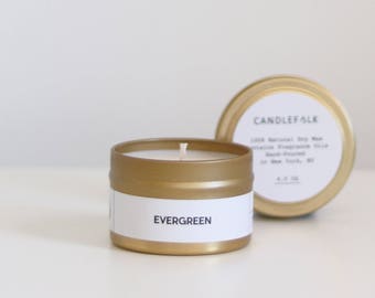 EVERGREEN - 4 oz Travel Soy Candle - Hand-Poured - Candlefolk