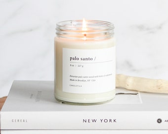 PALO SANTO - Bougie de soja de 8 oz - Coulée à la main - Bougie