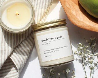 DANDELION + PEAR - 8 oz Soy Candle - Hand-Poured - Candlefolk