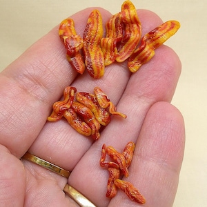 Miniature cooked bacon, Cooked bacon, 1/6, 1/12, 1/24, Dollhouse bacon, Miniature bacon, 5 slices,