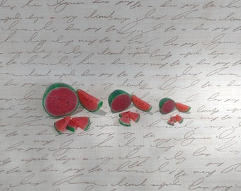 Miniature Watermelon,  Dollhouse watermelon, 1/6, 1/12, 1/24, faux watermelon, Half a watermelon, 1 half slice, 3 small slices