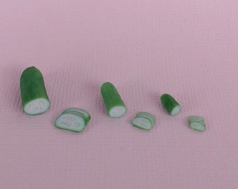 Miniature cucumber, cucumber slices, 1/6, 1/12, 1/24, dollhouse cucumber, miniature grocerie,