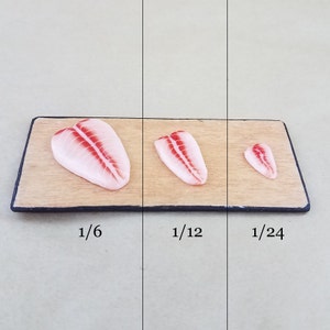 Miniature Tilapia fillet, 1/6, 1/12, 1/24, dollhouse White Fish, miniature grocerie,Tilapia fillet