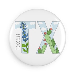 Texas - TX - Lone Star State Button Magnet, Round