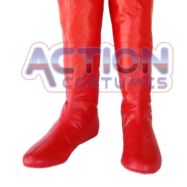 Christopher Reeve Deluxe Red Leather Boots 70s Style Prop Replica Cosplay Costume Superhero Comics TV Series