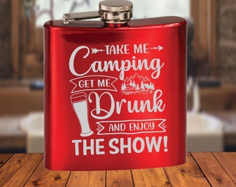 Laser Engraved Camping Flask, Personalized Fall Gift