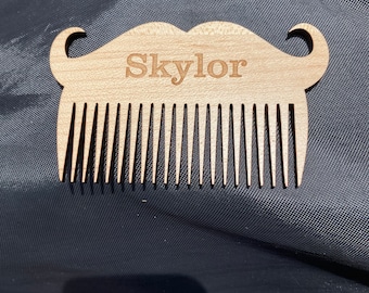Peine para barba de madera grabado, peine para bigote personalizado, regalo para hombre