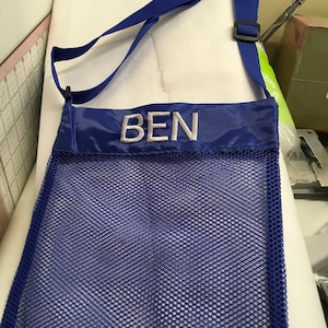 Personalisierte Muschel Mesh Tasche, Kinder Strandtasche, Sommer Pool Zubehör, Muscheltaschen, Strandgut Sammeltasche, Tasche mit Monogramm