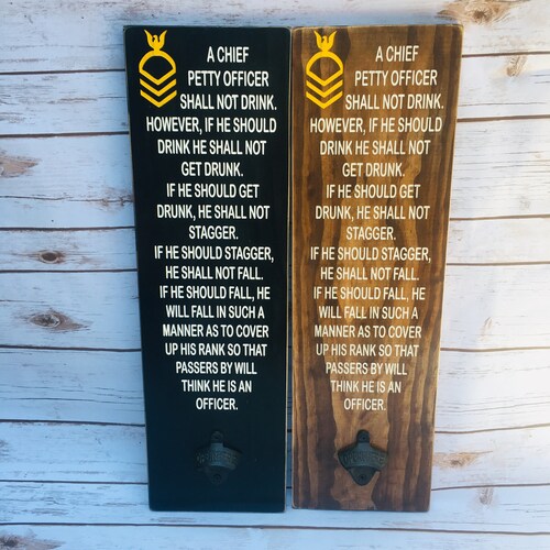 Funny Chief Beer Bottle Opener Funny Navy Chief Gift Navy Etsy