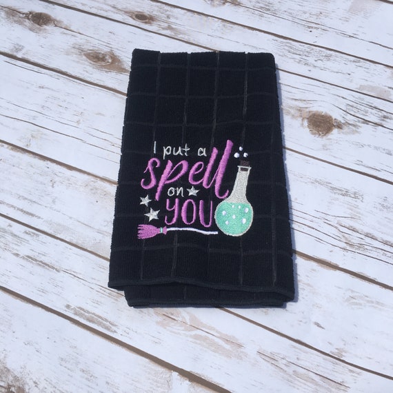 Halloween Hand Towel I Put A Spell On You Embroidered Design Etsy