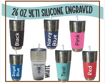 Custom Laser Engraved 26 oz Yeti Tumbler with Silicone Grip