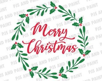 Merry Christmas Wreath SVG, Christmas wreath svg, merry christmas svg, Merry Christmas wreath cut file, Merry christmas svg, dxf, png, eps
