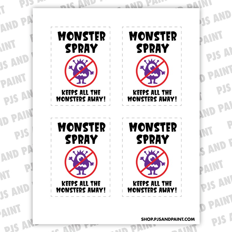 Monster Spray SVG Monster Spray Printable Label Go Away | Etsy
