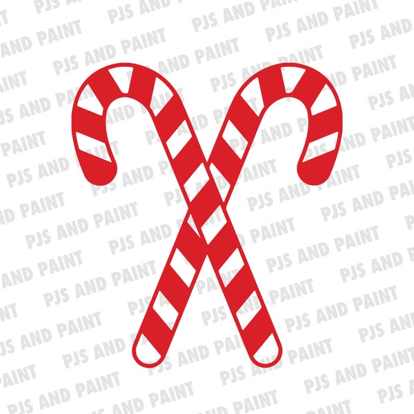 Two Candy Canes SVG, red candy cane svg, christmas candy cane svg, digital download, candy cane dxf, svg, png, pdf, eps