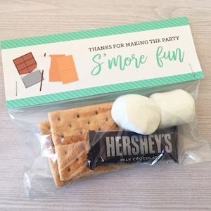 S&#39;mores Favors, S&#39;mores Treat Bag Topper, Printable Favors, S&#39;mores Kit, S&#39;mores Party Favor Green