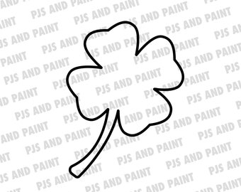 Trèfle à quatre feuilles SVG, contour de trèfle à 4 feuilles, Shamrock SVG, SVG de la Saint-Patrick, Téléchargement numérique Clover Leaf svg, dxf, png, eps, pdf
