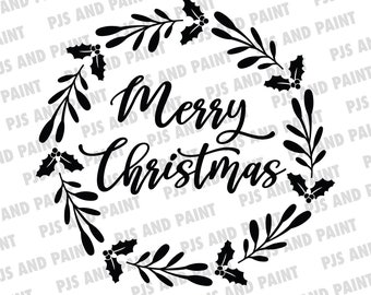 Merry Christmas Wreath SVG, Christmas wreath svg, merry christmas svg, Merry Christmas wreath cut file, Merry christmas svg, dxf, png, eps