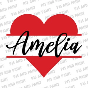 Heart Name Frame SVG, Split heart monogram svg, heart name frame, Valentine&#39;s Day svg, png, eps, pdf, dxf