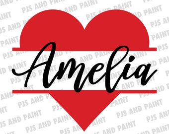 Heart Name Frame SVG, Split heart monogram svg, heart name frame, Valentine's Day svg, png, eps, pdf, dxf