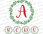 Christmas Monogram SVG, Alphabet monogram svg, Christmas wreath monogram set, Christmas monogram bundle, Monogram svg, dxf, png, eps