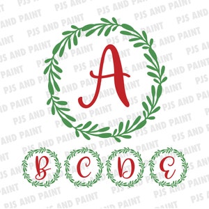 Christmas Monogram SVG, Alphabet monogram svg, Christmas wreath monogram set, Christmas monogram bundle, Monogram svg, dxf, png, eps