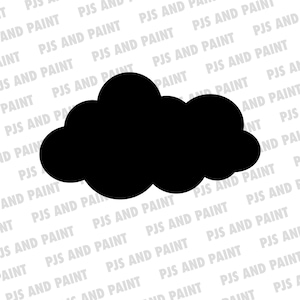 Puede incluir: Una silueta negra de una nube con forma redondeada. La nube está aislada sobre un fondo blanco.