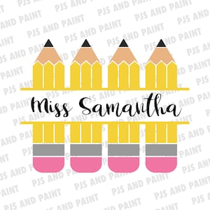 Pencil Name Frame, Pencil Name SVG, Teacher SVG, Teacher Gift, Digital Download, Pencil Name Frame Vector, dxf, png, pdf, svg